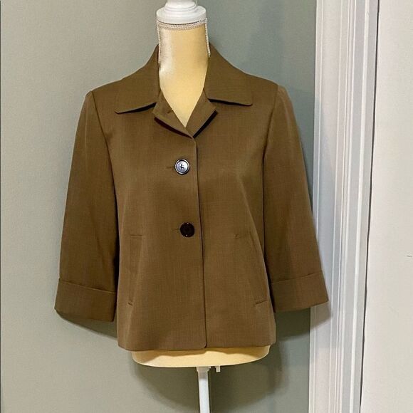 Jade Medium Brown Crop Jacket Women’s Size 8 Cuff Sleeves Excellent Condition - Picture 2 of 6